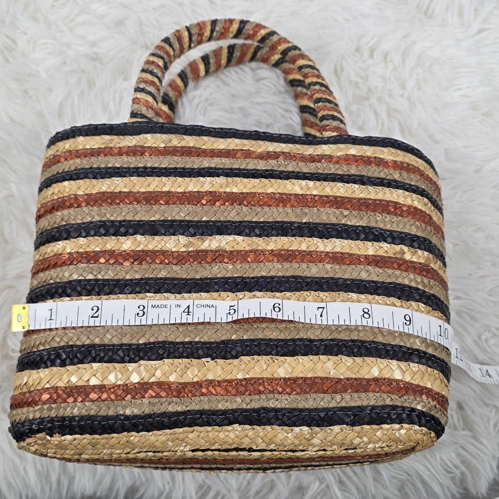Striped Straw Bag and Hat Set - Picture 12 of 15